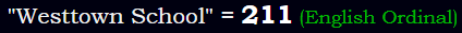 "Westtown School" = 211 (English Ordinal)