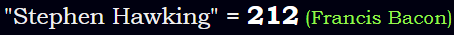 "Stephen Hawking" = 212 (Francis Bacon)