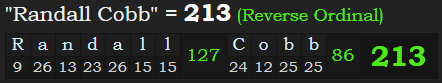 "Randall Cobb" = 213 (Reverse Ordinal)