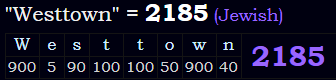 "Westtown" = 2185 (Jewish)