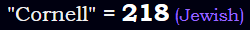 "Cornell" = 218 (Jewish)