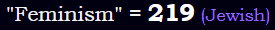 "Feminism" = 219 (Jewish)