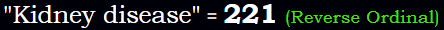 "Kidney disease" = 221 (Reverse Ordinal)