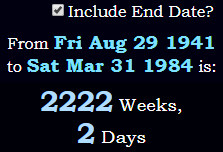 2222 Weeks, 2 Days