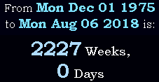 2227 Weeks, 0 Days