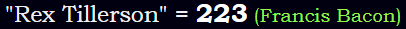 "Rex Tillerson" = 223 (Francis Bacon)