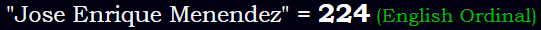 "Jose Enrique Menendez" = 224 (English Ordinal)