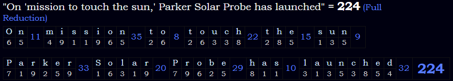 "On 'mission to touch the sun,' Parker Solar Probe has launched" = 224 (Full Reduction)