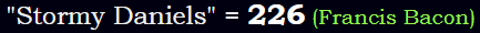"Stormy Daniels" = 226 (Francis Bacon)