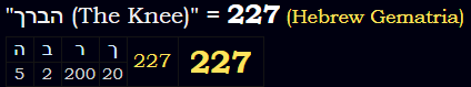 "הברך (The Knee)" = 227 (Hebrew Gematria)