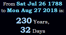 230 Years, 32 Days