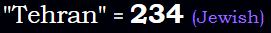 "Tehran" = 234 (Jewish)