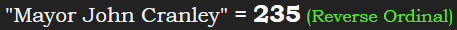 "Mayor John Cranley" = 235 (Reverse Ordinal)