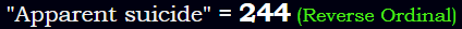 "Apparent suicide" = 244 (Reverse Ordinal)