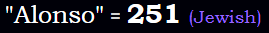 "Alonso" = 251 (Jewish)