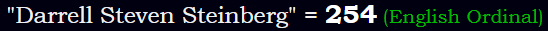 "Darrell Steven Steinberg" = 254 (English Ordinal)