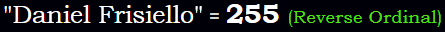 "Daniel Frisiello" = 255 (Reverse Ordinal)