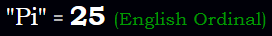 Pi = 25 Ordinal