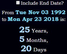 25 Years, 5 Months, 20 Days