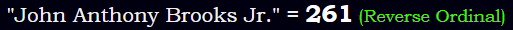 "John Anthony Brooks Jr." = 261 (Reverse Ordinal)