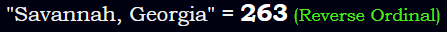 "Savannah, Georgia" = 263 (Reverse Ordinal)
