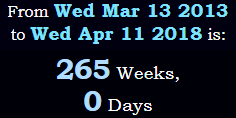 265 Weeks, 0 Days