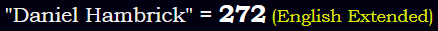 "Daniel Hambrick" = 272 (English Extended)