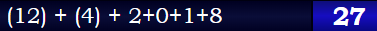 (12) + (4) + 2+0+1+8 = 27