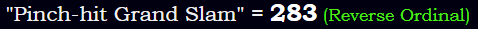 "Pinch-hit Grand Slam" = 283 (Reverse Ordinal)
