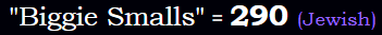 "Biggie Smalls" = 290 (Jewish)