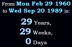 29 Years, 29 Weeks, 0 Days