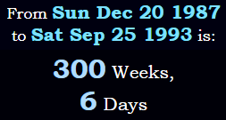 300 weeks, 6 days