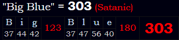 "Big Blue" = 303 (Satanic)