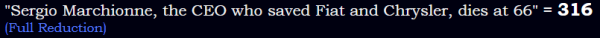 "Sergio Marchionne, the CEO who saved Fiat and Chrysler, dies at 66" = 316 (Full Reduction)