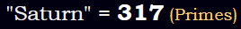 "Saturn" = 317 (Primes)