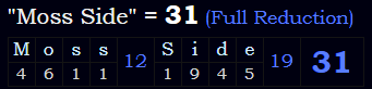 "Moss Side" = 31 (Full Reduction)