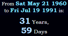 31 Years, 59 Days