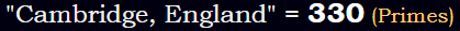 "Cambridge, England" = 330 (Primes)