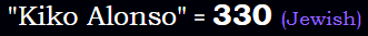 "Kiko Alonso" = 330 (Jewish)