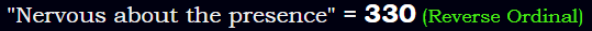 "Nervous about the presence" = 330 (Reverse Ordinal)