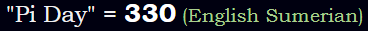 "Pi Day" = 330 (English Sumerian)