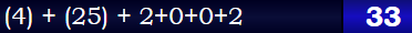 (4) + (25) + 2+0+0+2 = 33