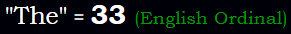 "The" = 33 (English Ordinal)