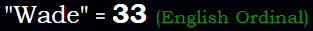 "Wade" = 33 (English Ordinal)