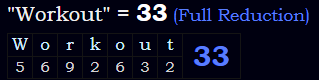 "Workout" = 33 (Full Reduction)