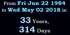 33 Years, 314 Days