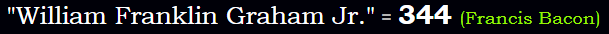 "William Franklin Graham Jr." = 344 (Francis Bacon)