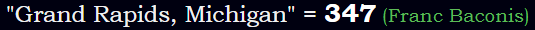 "Grand Rapids, Michigan" = 347 (Franc Baconis)