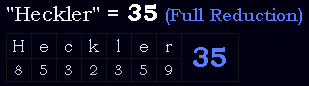 "Heckler" = 35 (Full Reduction)