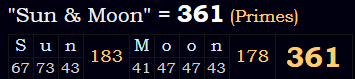 "Sun & Moon" = 361 (Primes)